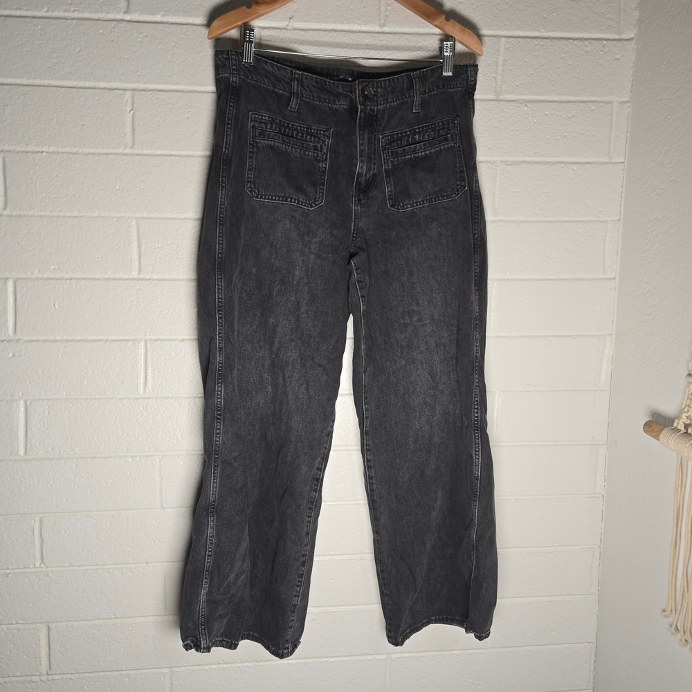 Old Navy Womens Baggy Wide Leg Jeans Wash 12 High Rise Denim Streetwear Workwear